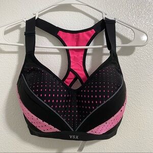 Victoria Secret VSX Sport Black Pink Colorblock Molded Cup Bra Women's 32 D
